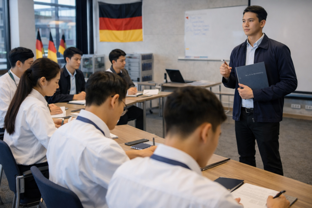 Học viên 18A/B được định hướng tư duy và tiếng Đức trước khi làm việc tại Đức